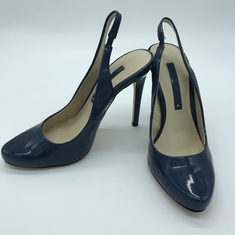 Zara navy blue patent leather high heels